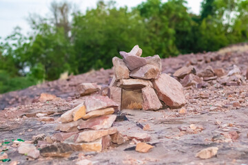holy stone pyramid made by people for god blessings at day