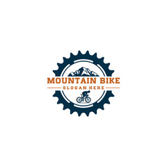 mountain bike logo template vector in white background