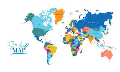 Fototapeta na wymiar World map with countries