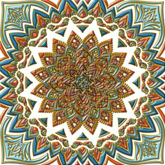 エナメル風の艶とぷっくり感のあるエスニックカラー幾何学パターンアート