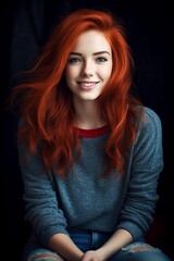 Fototapeta premium Frau Portrait mit roten Haaren KI