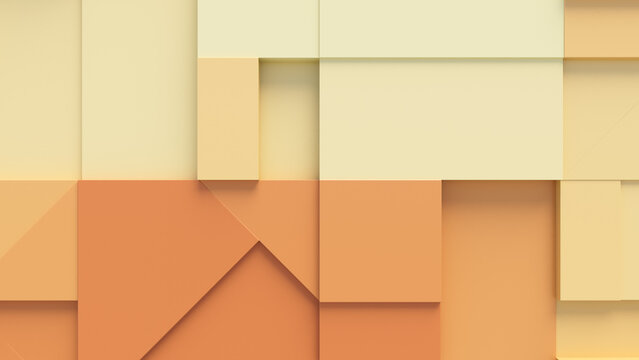 Abstract wallpaper made of Yellow and Orange 3D Shapes. Tech 3D Render .