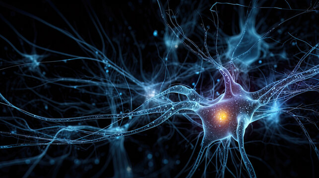 Neurons cells close up Generative AI