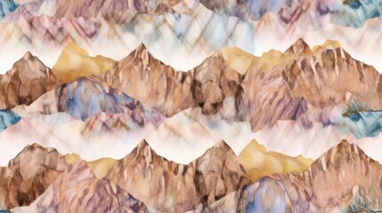watercolor mountaines background tiled AI generative