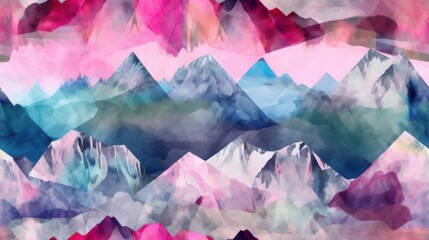 watercolor mountaines background tiled AI generative