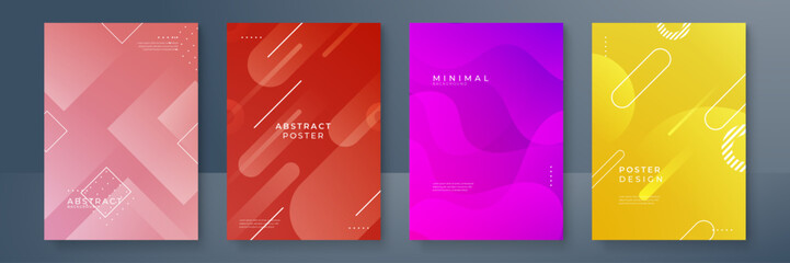 Fototapeta premium Minimal colorful geometric shapes abstract modern background design.