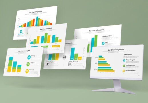 Bar chart infographic template with clean layout