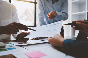 business people meeting teamwork Brainstorm, share ideas on the table in various organizations....