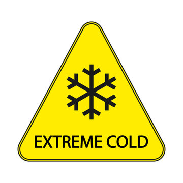 Extreme cold, yellow warning triangle sign . stock illustration. Alertness, Black Color, Cold Temperature, Danger, Environment