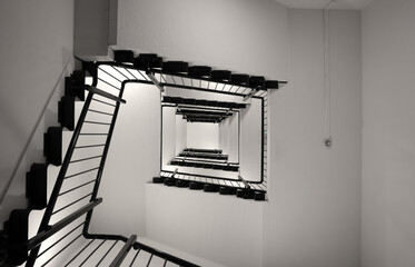 Modern emergency escape staircase stairwell