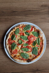 Pizza on background for menu pizzeria