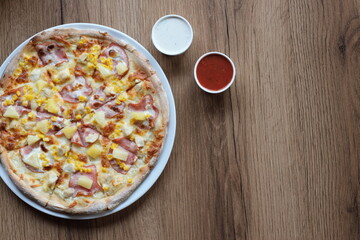 Pizza on background for menu pizzeria