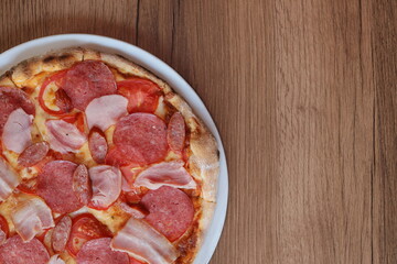 Pizza on background for menu pizzeria