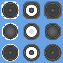 Set of speaker driver icons. Vector illustration