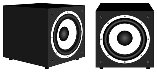 Subwoofer speaker. Home audio. Vector illustration