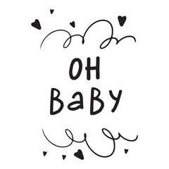 Baby shower cart design with  Handwritten lettering -  Oh baby