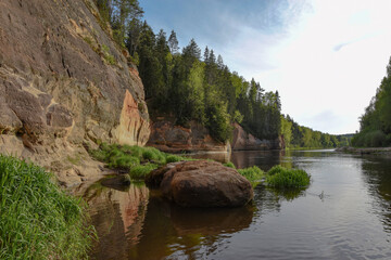 Fototapeta premium Eagle rocks near the river Gauja