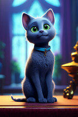 凜々しい黒ネコ:AI生成