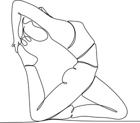 continuous line drawing of women fitness yoga concept vector health illustration