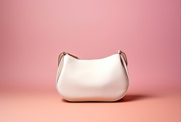 a white shoulder bag on a pink background, generative ai