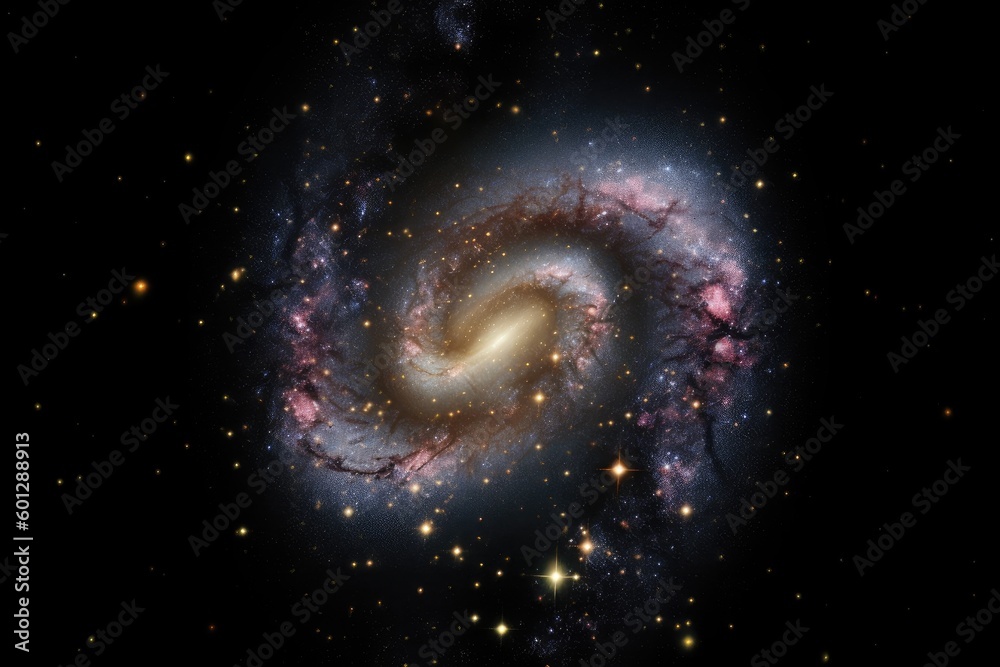 Sticker heart made of galaxies, with a view of the center of the universe, created with generative ai