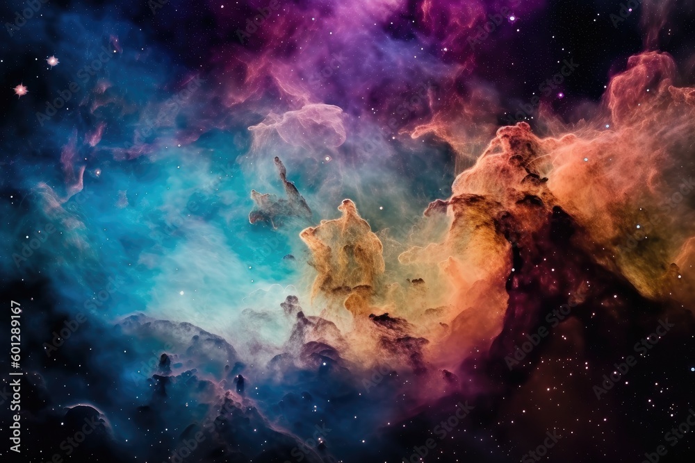 Canvas Prints close-up of colorful nebula, with stars and galaxies in the background, created with generative ai