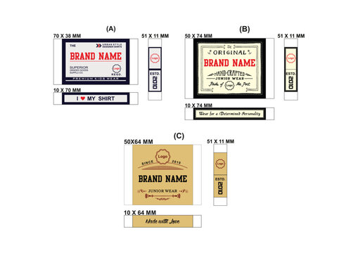 Woven label set for clothing