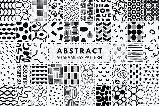 Pattern collection of abstract shapes seamless repeating pattern
