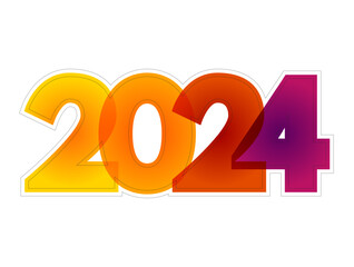 Happy new year 2024, New Year's card. Cover of business diary for 2024. Brochure design template, colorful text concept background