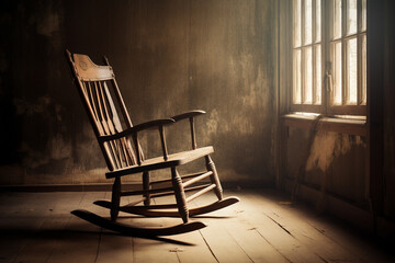 Old rocking chair photo background - obrazy, fototapety, plakaty