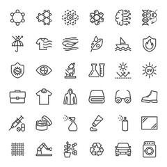 Nanotechnology icons set, Coating Fabric classic simple vector line icon