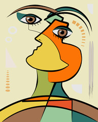 Colorful background, cubism art style,abstract face - 601291371