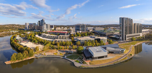 Panorama of Belconnen Town Centre, Canberra, Australia. - obrazy, fototapety, plakaty