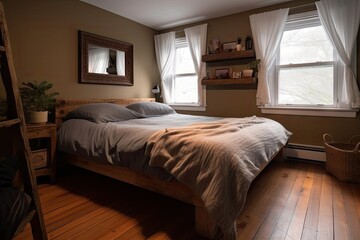 bedroom, with freshly laundered linens and cozy duvet on bed, created with generative ai