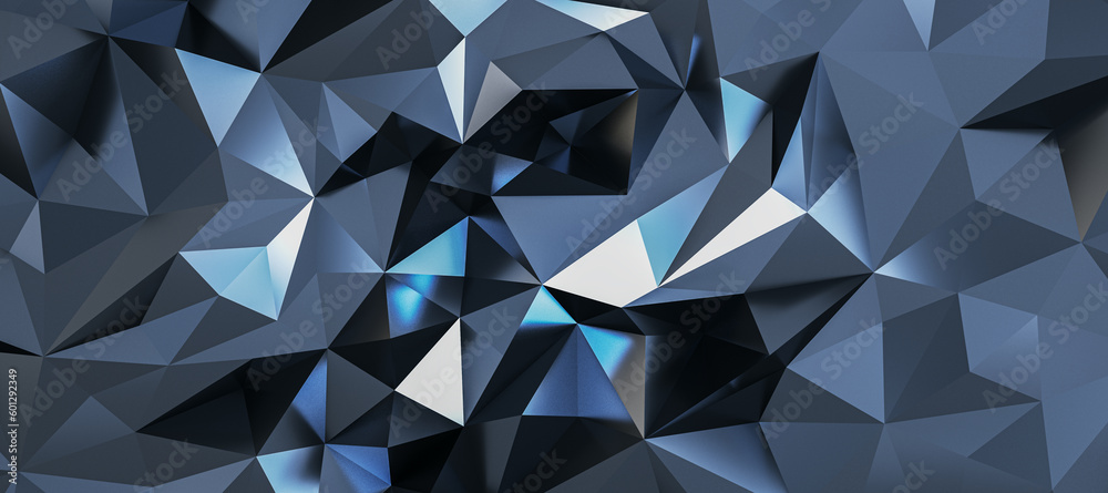 Aufkleber abstract dark grey and silver triangles in form of crystal background with light reflection. 3d rend