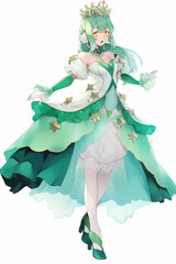 女王の女性キャラクターの全身イラスト(AI generated image)