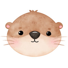 Cute Otter, Summer, Cute Animal, Pool Party, Watercolor, Vector, illustration