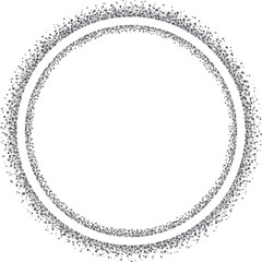 Circular border with two lines with small dots, gray. A circular border to use as a frame for your designs, made with messy, irregular gray dots.