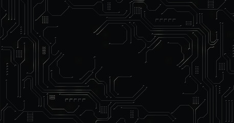 Background of Electric circuit metal black. High-tech circuit board connection system. futuristic digital innovation background.