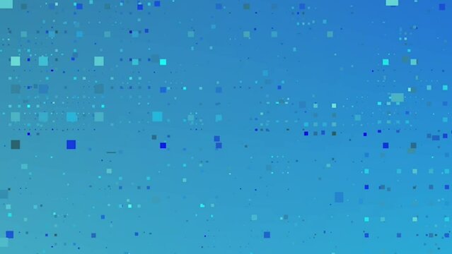Blue gradient pixel art parallax blocks background animation, motion backdrop bits and bytes technology symbolism, digital world representation