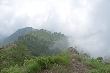 Fototapeta na wymiar upslope fog in mountains