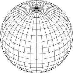 Globe sphere grid with ongitude, latitude and equator for cartography. 3d mesh planet earth.  - obrazy, fototapety, plakaty