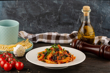 Pasta Penne with Capparis and Olives