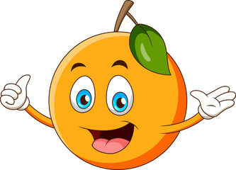Cute orange mascot cartoon smiling. Cartoon mascot illustration