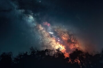 Fototapeta na wymiar nebula with bright star shining through, illuminating the scene, created with generative ai