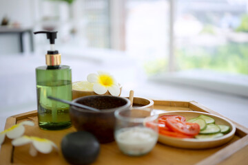 Pretty women spend time at resort and spa hotel.