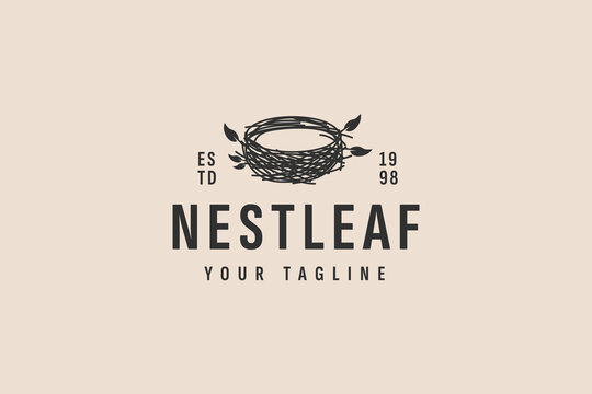 bird nest vintage logo vector icon illustration