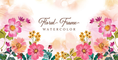 watercolor flower background template hand drawing