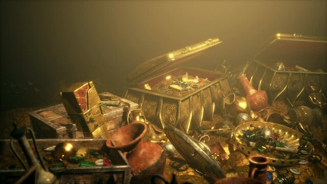 Mysterious opened old wooden treasure
