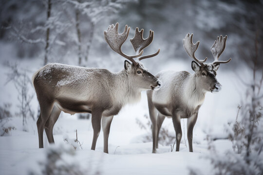 photo of a reindeer in the snow